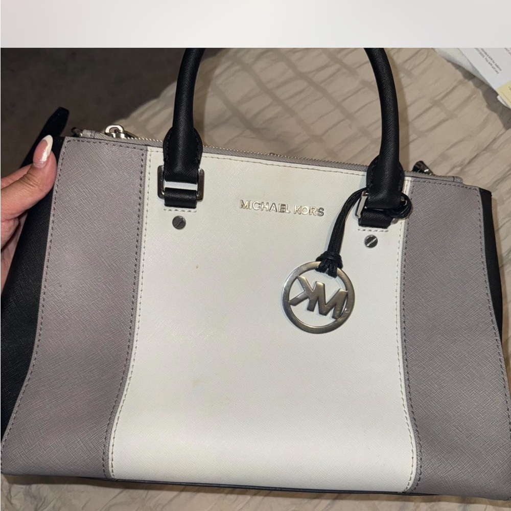 Michael Kors Black, Gray, and White Satchel